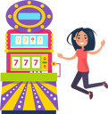 پیش‌نمایش فایل smiling-female-winning-jackpot-10301552 از پک دستگاه بازی