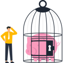 پیش‌نمایش فایل man-stand-near-wealthy-piggy-bank-and-thinking-about-his-saving-9208697 از پک کسب و کار