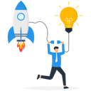 پیش‌نمایش فایل business-with-creativity-a-businessman-connects-a-light-bulb-to-a-rocket-9282147 از پک کسب و کار