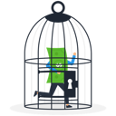 پیش‌نمایش فایل businessman-locking-coin-in-a-birdcage-9424020 از پک کسب و کار