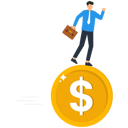 پیش‌نمایش فایل businessman-standing-on-dollar-coin-9387731 از پک کسب و کار