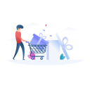 پیش‌نمایش فایل man-with-shopping-cart-and-gift-4040449 از پک فروش اینترنتی