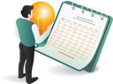 پیش‌نمایش فایل businessman-holding-calendarnd-light-bulb-symbolizing-planning-and-creativity-12272590 از پک فناوری و کسب‌وکار