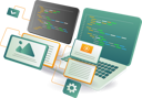 پیش‌نمایش فایل a-laptop-displaying-code-with-various-items-on-top-12272341 از پک فناوری کسب‌وکار