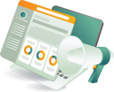 پیش‌نمایش فایل a-laptop-with-a-megaphone-and-a-document-web-account-app-12272349 از پک فناوری کسب‌وکار