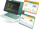 پیش‌نمایش فایل a-laptop-with-a-web-page-and-programming-code-on-the-screen-12272343 از پک فناوری کسب‌وکار