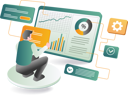 پیش‌نمایش فایل a-man-sitting-on-a-chair-with-a-laptop-open-displaying-a-dashboard-screen-and-chart-12272360 از پک کسب‌وکار و فناوری