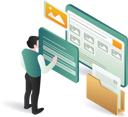 پیش‌نمایش فایل a-man-standing-next-to-a-large-screen-holding-a-folder-12272368 از پک کسب‌وکار و فناوری