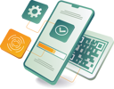 پیش‌نمایش فایل a-smartphone-displaying-a-clock-and-various-icons-including-a-barcode-scanning-feature-12272467 از پک کسب‌وکار و فناوری