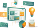 پیش‌نمایش فایل a-tablet-computer-with-a-variety-of-icons-and-data-on-the-screen-12272459 از پک کسب‌وکار و فناوری