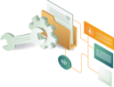 پیش‌نمایش فایل a-wren-standing-near-a-folder-with-icons-indicating-the-theme-of-repairing-12272503 از پک کسب‌وکار و فناوری