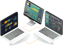 پیش‌نمایش فایل two-laptops-connected-to-a-monitor-displaying-laptop-screen-12273750 از پک کسب‌وکار فناوری