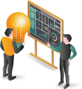 پیش‌نمایش فایل two-people-standing-in-front-of-board-with-light-bulb-discussing-data-analytics-12273754 از پک کسب‌وکار فناوری