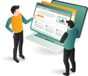 پیش‌نمایش فایل two-web-developers-standing-next-to-laptop-screen-12273766 از پک کسب‌وکار فناوری