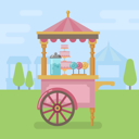 پیش‌نمایش فایل candy-cart-in-the-garden-2381486 از پک غذافروشی