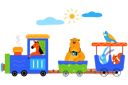پیش‌نمایش فایل childish-train-with-cute-animals-4657105 از پک حیوانات