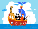پیش‌نمایش فایل cute-animals-in-boat-in-sea-4657103 از پک حیوانات