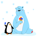 پیش‌نمایش فایل polar-bear-and-penguin-eating-ice-cream-4657100 از پک حیوانات