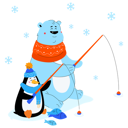 پیش‌نمایش فایل polar-bear-and-penguin-ice-fishing-4657106 از پک حیوانات