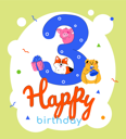 پیش‌نمایش فایل 3rd-birthday-greeting-card-4657098 از پک تولد