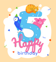 پیش‌نمایش فایل 5th-birthday-greeting-card-4657090 از پک تولد