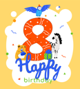 پیش‌نمایش فایل 8th-birthday-greeting-card-4657093 از پک تولد