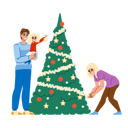 پیش‌نمایش فایل family-decorate-christmass-tree-10768802 از پک دختر پسر مادر پدر خانواده