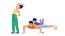 پیش‌نمایش فایل family-doing-exercise-together-10768826 از پک دختر پسر مادر پدر خانواده