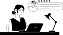 پیش‌نمایش فایل female-employee-sits-at-table-and-reads-peoples-reviews-on-laptop-10538950 از پک زندگی اداری