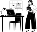 پیش‌نمایش فایل female-employee-standing-next-to-workplace-in-office-10538971 از پک زندگی اداری