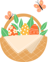 پیش‌نمایش فایل butterflies-and-painted-eggs-in-a-wicker-basket-for-holiday-10829555 از پک عید پاک مبارک