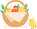 پیش‌نمایش فایل chickens-and-painted-eggs-in-wicker-basket-for-holiday-10829550 از پک عید پاک مبارک