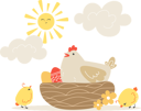 پیش‌نمایش فایل hen-and-chicks-and-painted-eggs-in-nest-for-holiday-10829561 از پک عید پاک مبارک