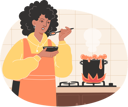 پیش‌نمایش فایل african-american-woman-cooking-soup-in-a-cozy-kitchen-11408896 از پک در آشپزخانه