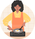 پیش‌نمایش فایل african-american-woman-preparing-breakfast-and-frying-scrambled-eggs-in-a-cozy-kitchen-11408897 از پک در آشپزخانه