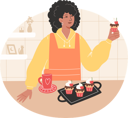 پیش‌نمایش فایل african-woman-has-baked-cupcakes-and-is-enjoying-them-with-a-hot-drink-11408900 از پک در آشپزخانه