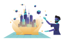 پیش‌نمایش فایل man-experiencing-metaverse-city-5342820 از پک متاورس دیجیتال