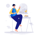 پیش‌نمایش فایل man-having-morning-coffee-and-breakfast-5705886 از پک فعالیت‌های روزمره