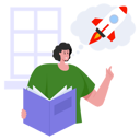 پیش‌نمایش فایل woman-getting-startup-idea-from-book-reading-5796175 از پک خودآموزی