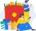 پیش‌نمایش فایل people-with-gift-envelope-10745278 از پک کیف پول