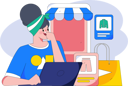 پیش‌نمایش فایل girl-doing-shopping-online-by-laptop-10744727 از پک تجارت الکترونیک