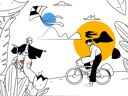 پیش‌نمایش فایل boy-and-girl-riding-cycle-in-outside-11329148 از پک فعالیت تفریحی