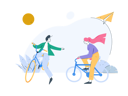 پیش‌نمایش فایل friends-riding-cycle-in-park-11454169 از پک ورزش ها