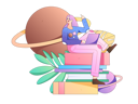 پیش‌نمایش فایل girl-reading-book-in-library-11453813 از پک خواندن
