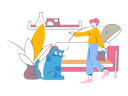 پیش‌نمایش فایل girl-pointing-cat-at-living-room-11454823 از پک خانه