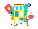 پیش‌نمایش فایل woman-shopping-online-11577372 از پک تجارت الکترونیک