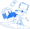 پیش‌نمایش فایل man-doing-surfing-while-getting-shopping-reward-gift-11588063 از پک تجارت الکترونیک