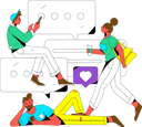 پیش‌نمایش فایل young-guys-talking-on-social-media-while-girl-walking-with-coffee-cup-11578950 از پک رسانه های اجتماعی