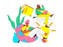 پیش‌نمایش فایل boy-reading-book-while-girl-working-on-laptop-11578922 از پک خواندن