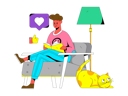 پیش‌نمایش فایل boy-reading-book-while-resting-on-sofa-11578919 از پک خواندن